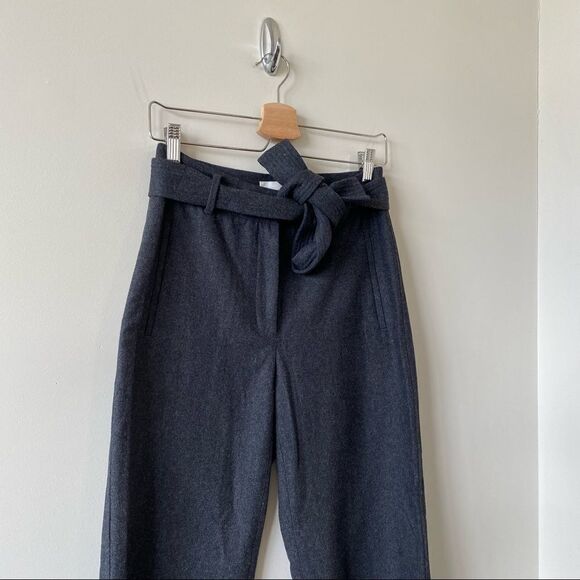 Aritzia-Wilfred Dark Grey Wool Blend Tie Front Ankle Pants (Size:4) - Picture 6 of 13
